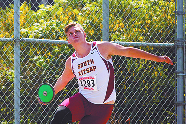 Nolan Van Amen earned his third consecutive state title in the discus at the 2016 state track meet.