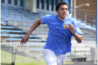 Jarell Flora runs the 400-meter race during a practice Wednesday. He’ll compete in both the 200 and 400 today at districts.