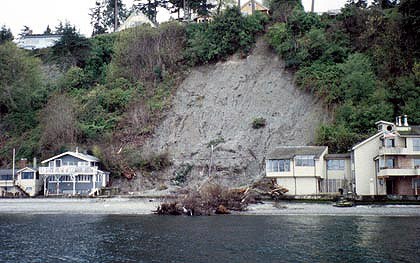 A landslide killed a family of four at Rolling Bay in 1997. Landslides destroyed other homes at Rolling Bay that year and in 1996.