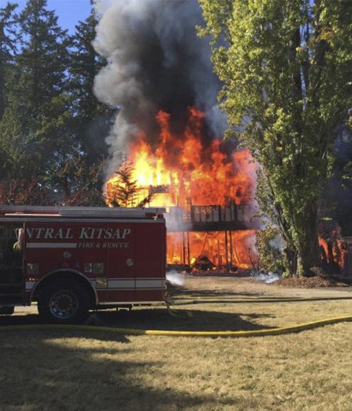 A house fire on Darling Road in Tracyton engulfed the structure Friday