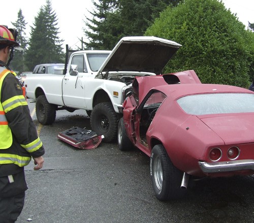 A Poulsbo man was seriously injured in a head-on collision Friday afternoon.