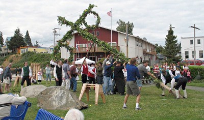 The raising of the Maistang in 2011 at Muriel Iverson Williams Waterfront Park in Poulsbo