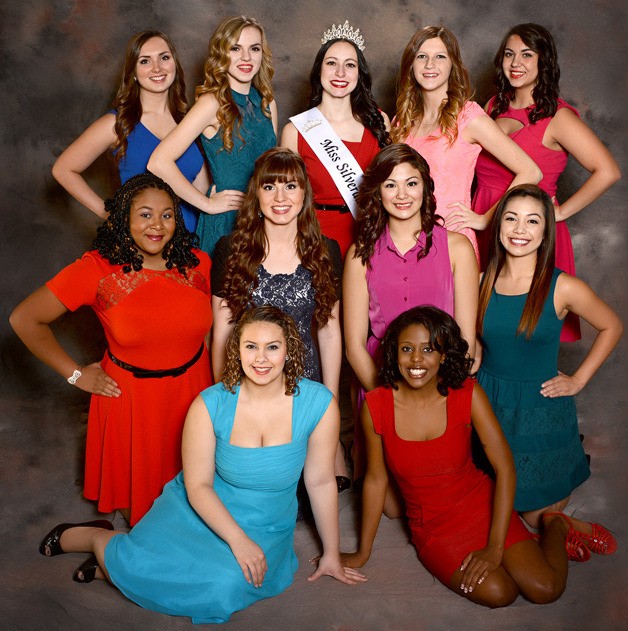 Miss Silverdale 2014 Ryleigh Hazen stands with 2015 contestants (top row) Madison Gilmore