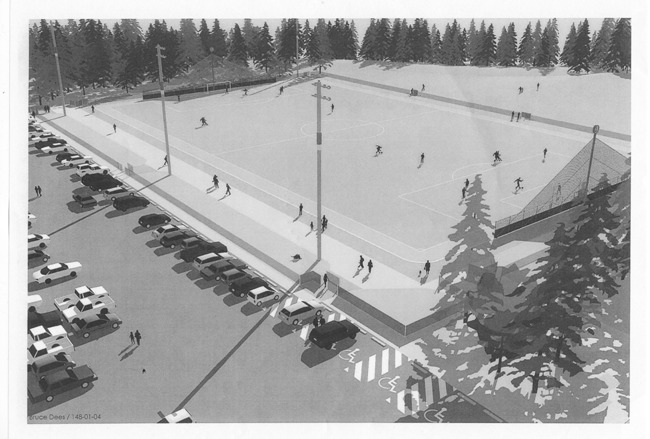 An artist’s rendering of the planned turf field at Gordon Fields in Bremerton.  The two triangular fences behind each goal will not be included in the project as originally planned because the county doesn’t have the money to pay for them.
