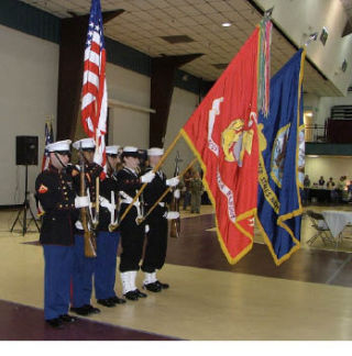 Joint Military Color Guard from Naval Base Kitsap presented the colors to kick off the day’s activities for Military Appreciation Day at the Kitsap County Fairgrounds Pavilion.