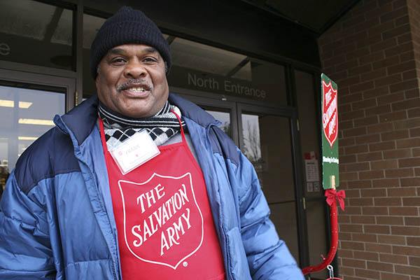 Frank Bowers is one of more than 80 Salvation Army bell ringers who will stand at their red kettles from now until Christmas Eve. Bowers loves meeting and talking to shoppers.