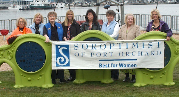Members of the Port Orchard Soroptimists attending the Oct. 31 dedication for the new playground equipment at Marina Park are (left to right) Sharron King