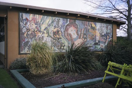 The Olympic College mosaic used to be attached to the school’s math and arts building. The building was demolished in 2007