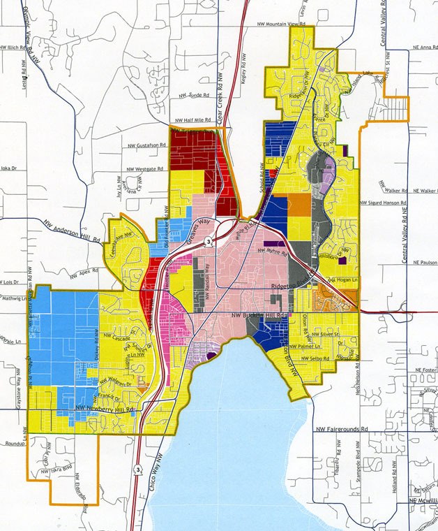 The proposed area of incorporation includes all the areas outlined in green.  Two small parts of the Urban Growth Area are not included (outlined in gold.)