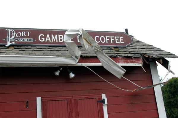 Gamble Bay Coffee closed after being hit by what is believed to have been a semi-truck