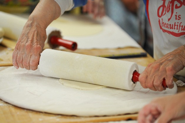 A volunteer rolled lefse dough Friday at First Lutheran Church