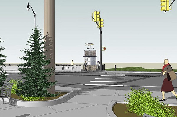 A visitors’ viewing station and community kiosk is planned to be located near a crosswalk at the new Bucklin Hill Bridge which is set to get under construction in the fall or early 2015.