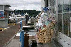 The Poulsbo prize basket contains over $250 worth of gift certificates to local businesses and restaurants.