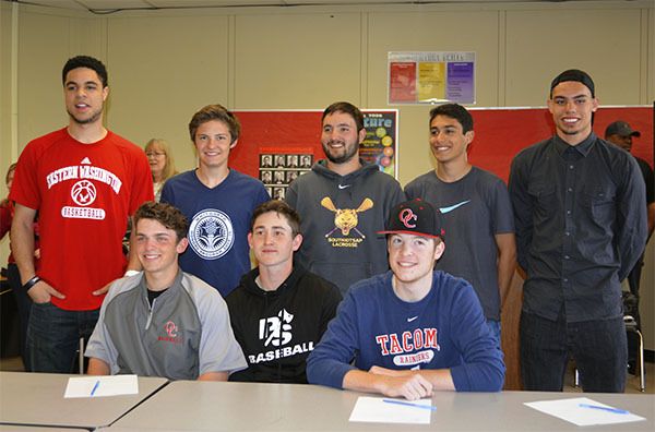 Eight athletes signed their national letter of intent at South Kitsap High School April 13.