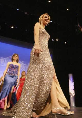 Miss Kitsap 2008 Samantha Przybylek shows off her evening gown during Saturday's Miss Washington pageant in Tacoma.