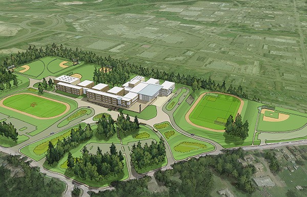A rendering of what a new CK high school and middle school campus will look like.