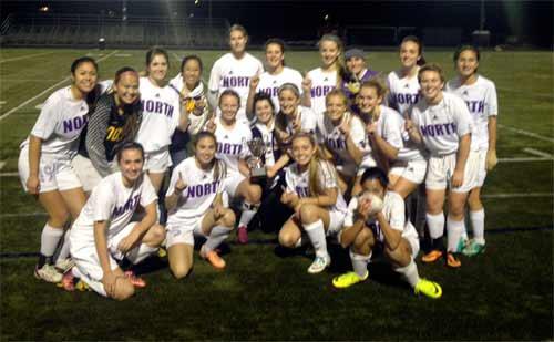 The North Kitsap girls varsity soccer team won the Olympic League title and finished the regular season undefeated following the 3-0 win over the Kingston Buccaneers Oct. 28 at North Kitsap Stadium.
