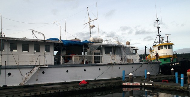 The Queen of Sheba is now moored at the Port of Poulsbo's marina after being towed from a Lemolo beach.