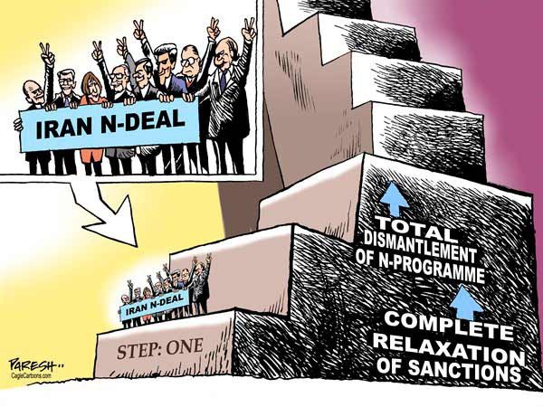 Today's cartoon 'Iran Nuclear Deal' is by Paresh Nath