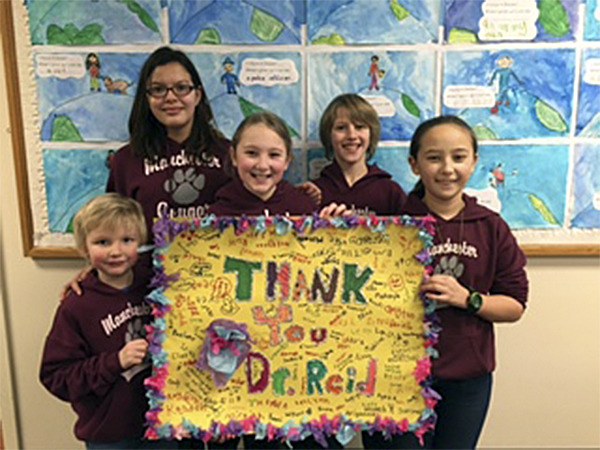 Students from Manchester Elementary School during the Great Kindness Week Challenge. The students also challenged Superintendent Michelle Reid to complete as many kind acts as possible.