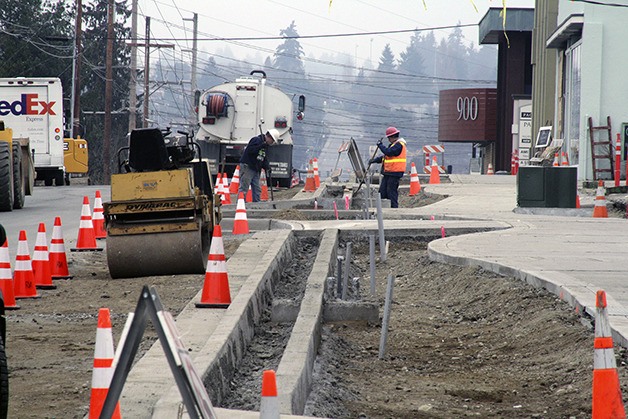Pacific Avenue construction work continued this week in downtown Bremerton.