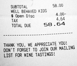 A Sogno di Vino server gave a Kingston family a $4 discount for 'well-behaved kids.' An Internet post of the receipt went viral