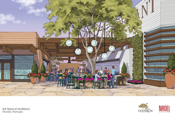 This drawing shows how The Trails at Silverdale is anticipated to look. There will be areas for shoppers to relax outdoors. Tenants for the center are expected to be announced soon.