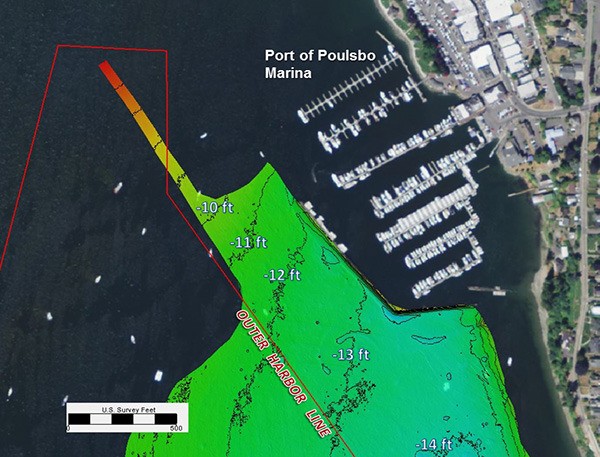 The depths of the Port of Poulsbo's outer harbor. Most large vessels