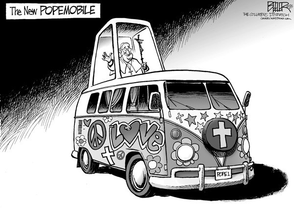 This week's cartoon looks at one opinion of the Pope's recent comments on the Catholic Church.