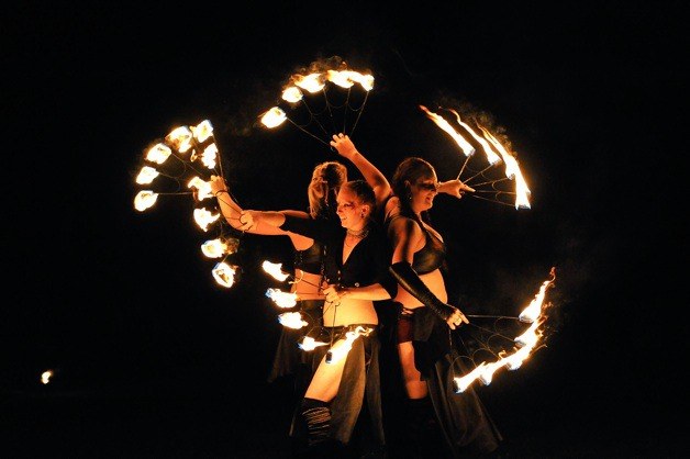 Dancers light the night at the 2009 Kitsap Medieval Faire.