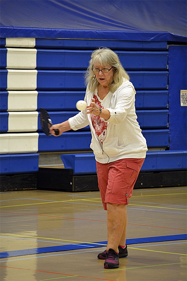 A payer enjoying the open gym Pickleball at Poulsbo Middle School every Sunday.