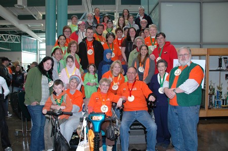Walkers and volunteers are pictured at Klahowya Secondary School at last year’s Kitsap Walk MS event — to promote awareness on multiple sclerosis and raise money for research and programs. This year’s walk is scheduled for April 2.
