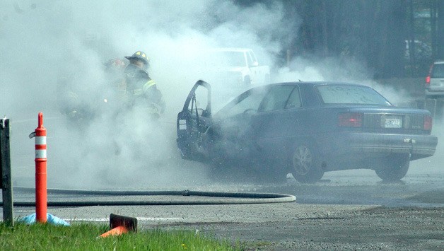 A car caught fire while driving on Highway 305 March 26.