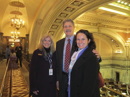 Dental hygienists Beverly Frye and Charlene Meagher of Bremerton met last month with state Sen. Tim Sheldon