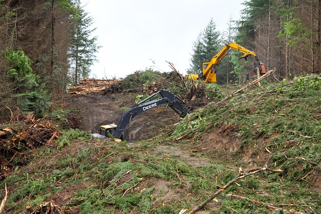 Excavators clear the way for an extension of Cliffside Road Wednesday.