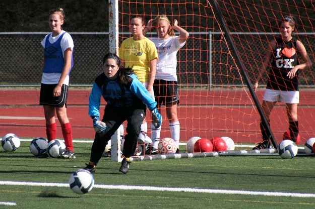 Central Kitsap High School junior goalkeeper Marilyn Prosser tracks a ball during practice Monday at Silverdale Stadium.