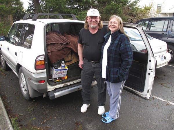 Rose Malott and Paul Irish stayed the night at Poulsbo First Lutheran Church when temperatures dipped below freezing. They live in their 2000 Toyota RAV4 in North Kitsap.