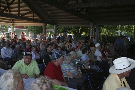 Kitsap Patriots Tea Party organizers estimated about 300 people came to hear conservative speakers and candidates at the group’s potluck Aug. 13 at the Silverdale Waterfront Park. It was the Kitsap Tea Party’s first public event.