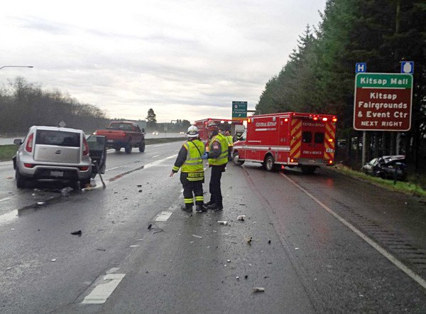 A crashed Kia Soul