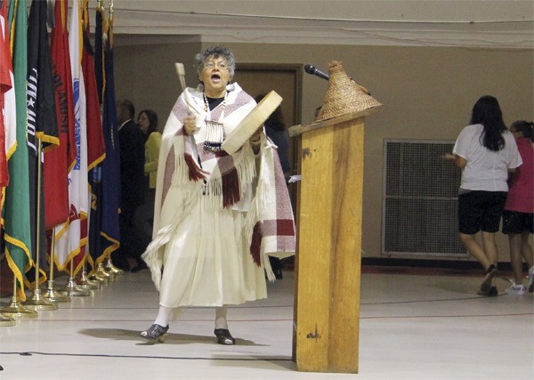 Peg Deam sings a traditional song Sept. 5