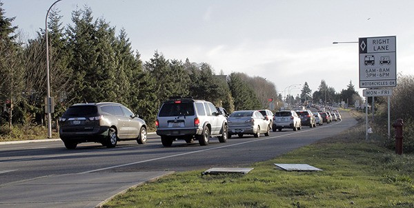 Highway 305 traffic was backed up from Hostmark Avenue to Liberty Road because of high winds that knocked out power to street lights Nov. 24.