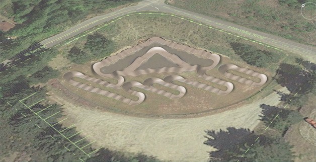 Evergreen Mountain Bike Alliance presented to the city this mockup of a pump track they plan to develop on a former ballfield on Little Valley Road.