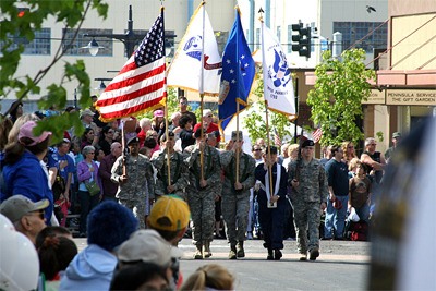 Members of the military march in last year's Armed Forces Day parade