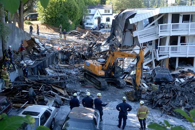 Clean up begins the day after the Motel 6 explosion on Aug. 18
