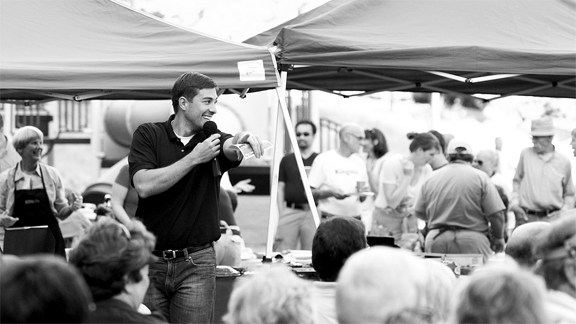 Kingston Rotary Club President Clint Boxman auctioned more than 60 pies at the third annual Pie in the Park fundraiser