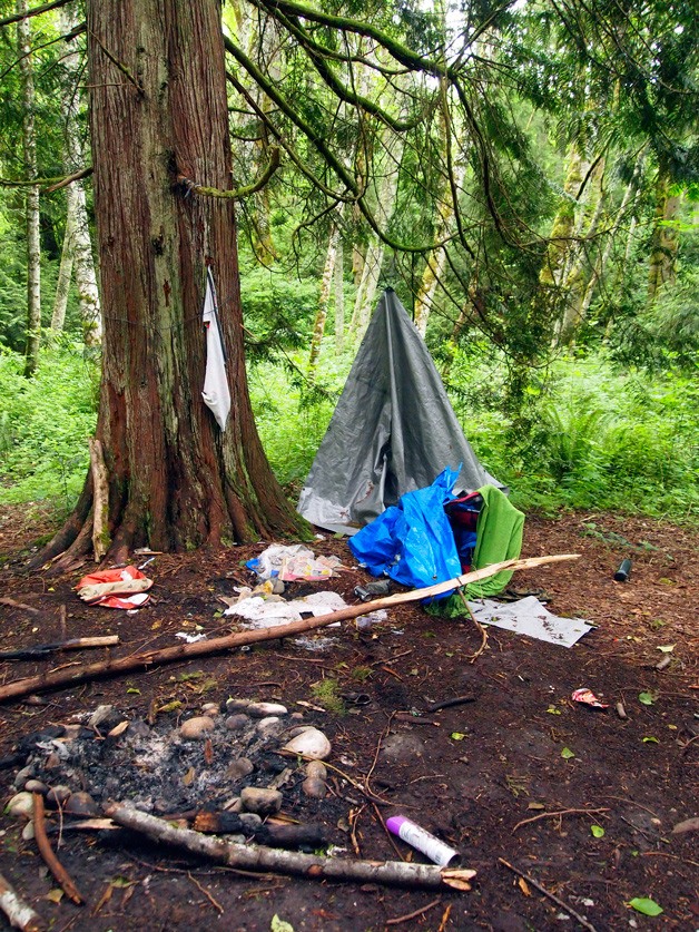 An abandoned campsite near a Poulsbo park was recently discovered by local police. Left behind were chairs
