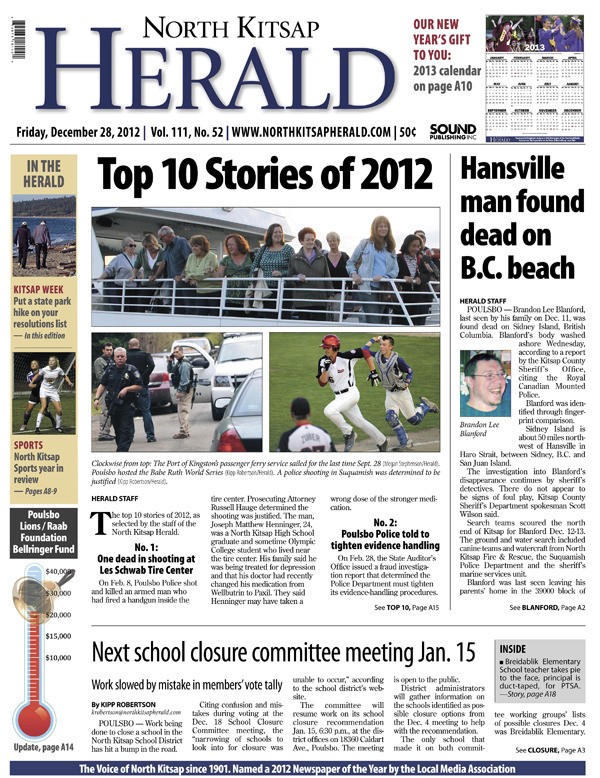 The Dec. 28 North Kitsap Herald — our last edition of 2012 — is available now at newsstands and in stores. The Dec. 28 Herald is 36 pages in two sections