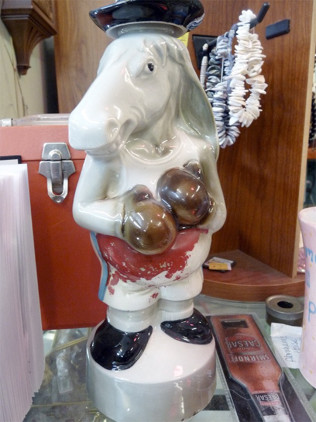 A boxing porcelain donkey is among some of the treasures you can find at Good Life Consignment.