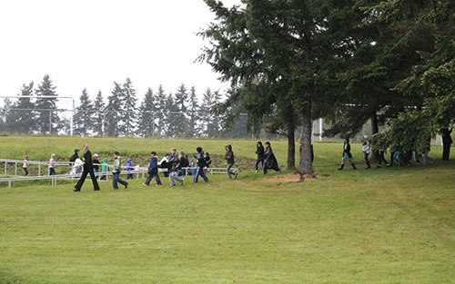 Poulsbo Elementary School students were evacuated because of a fire in the library Wednesday