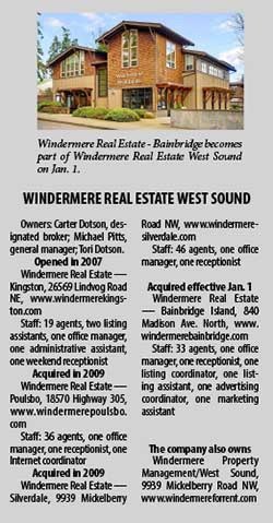 Windermere Real Estate West Sound is acquiring the Windermere Bainbridge franchise.